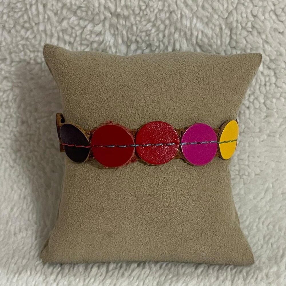 Leather Disc Multicolor Snap Bracelet